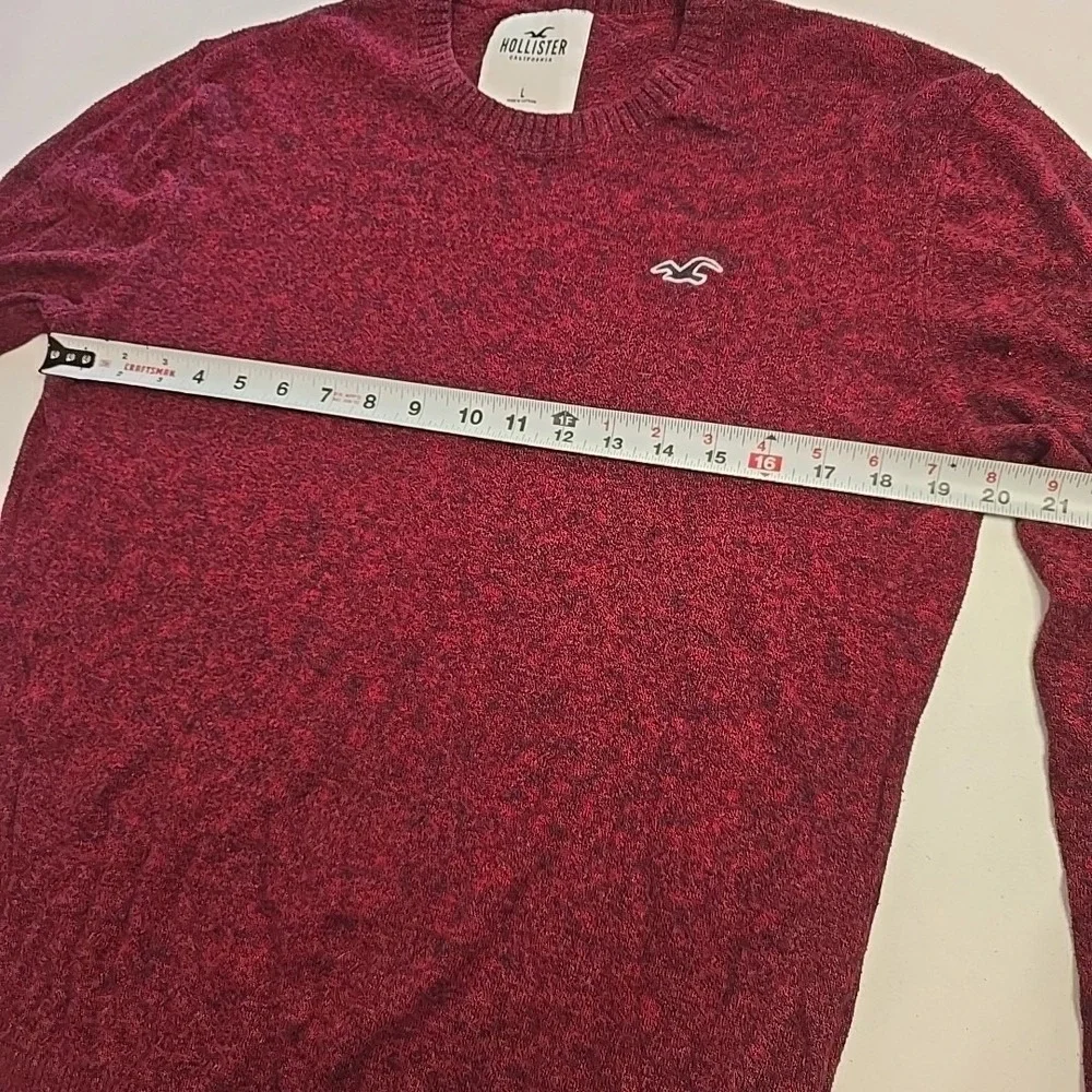 Hollister Men's Pullover Sweater Size Large L Burgundy Crew‎ neck Long Sleeve
